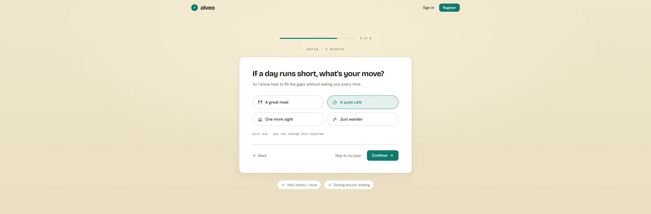 Alveo interview question — if a day runs short, what's your move?