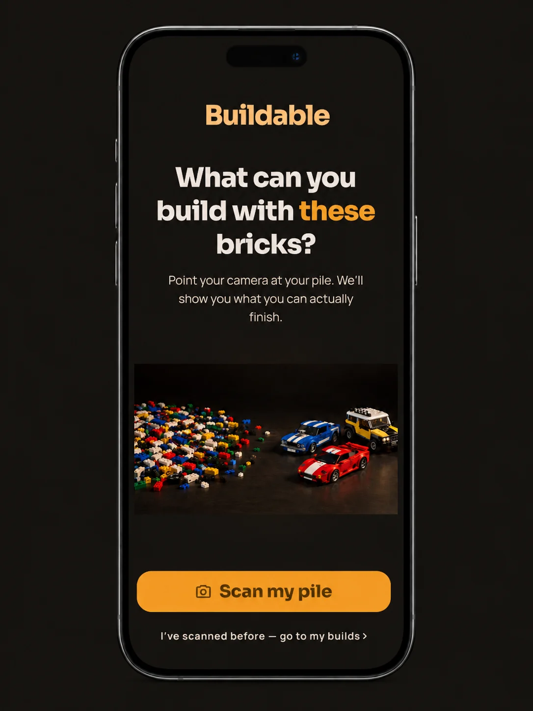 Buildable returning-user home screen on iPhone